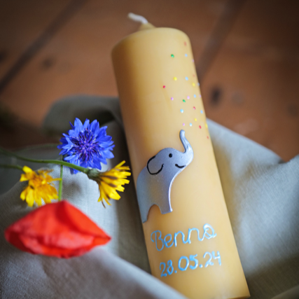 Personalisierte Bienenwachskerze „Elefant“
