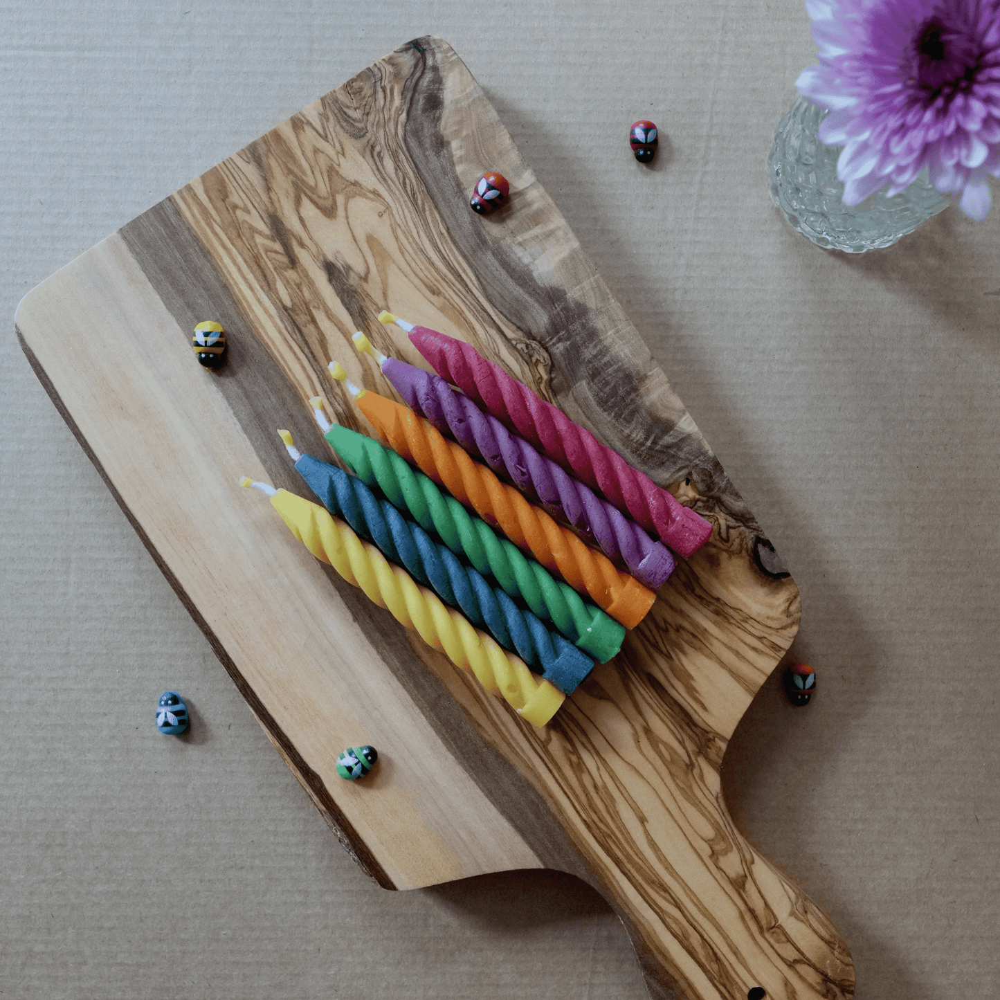 Bienenwachskerzen Geburtstag bunt