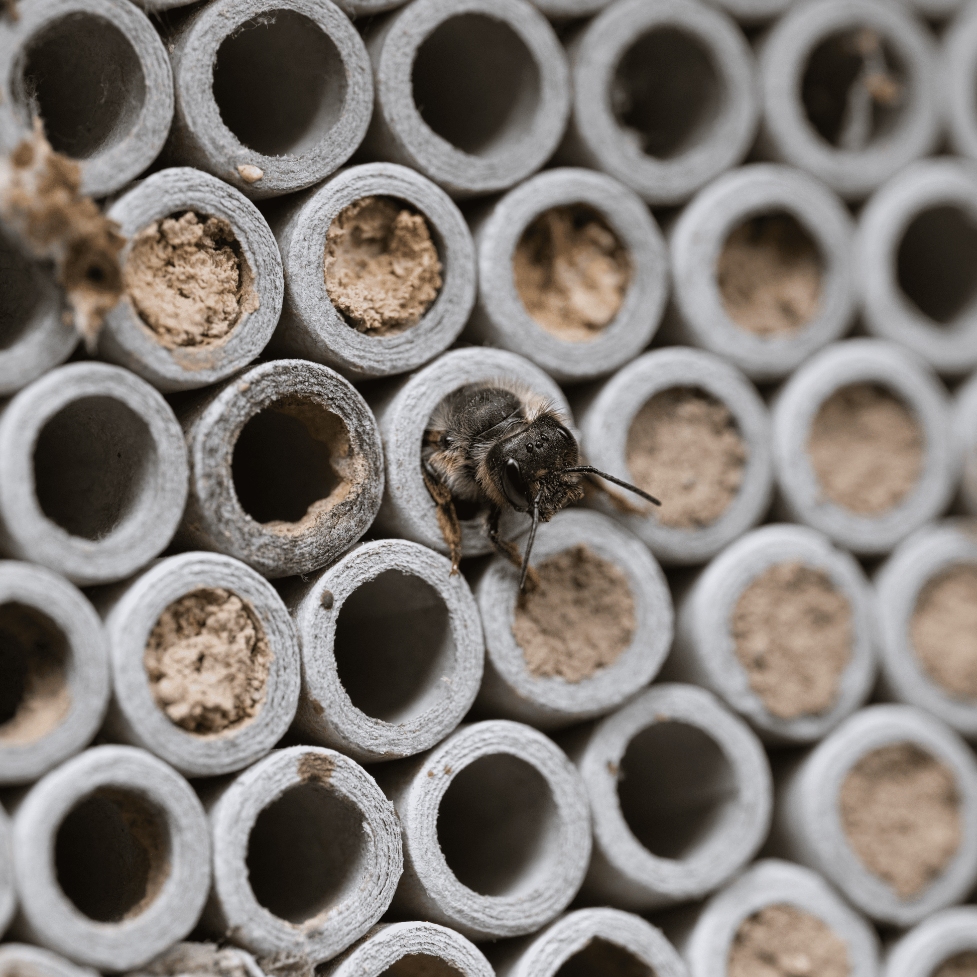 Wildbiene an Insektenhotel